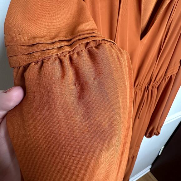 Forever21 Long Sleeve Rust Orange Tiered Maxi Dress - Picture 5 of 6
